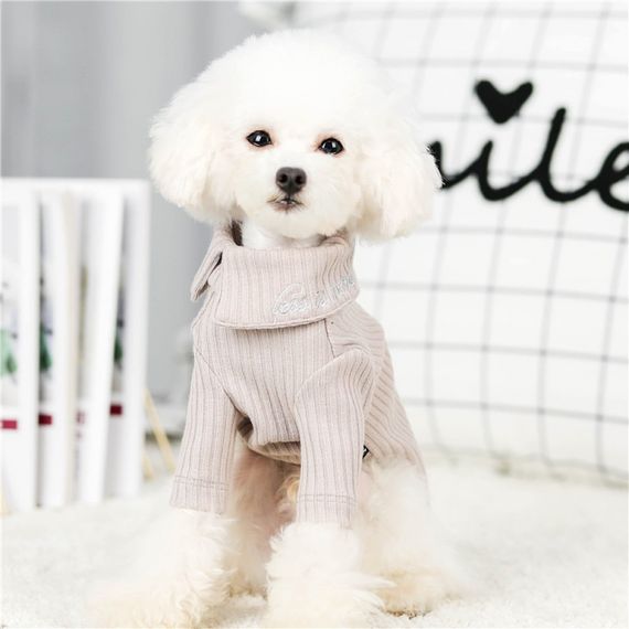Гольф для собак Cheepet Less is more надпись горловине, с люрексом, бежевый | Зображення 3
