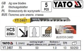 Набір полотно для електролобзика (дерево) 13TPI l=75мм 5шт YATO-3407