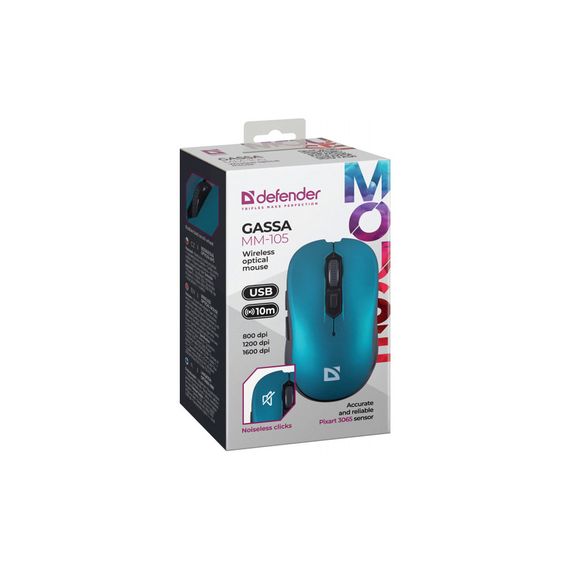 Мишка Defender Gassa MM-105 Wireless Turquoise (52102) | Зображення 5