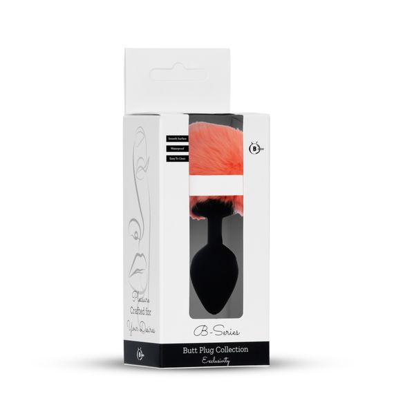 Анальна пробка - Bunny Tail Silicone Black Plug Peach | Зображення 6