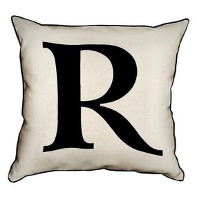 Подушка з мішковини Английская буква R 45x45 см (45PHB_ABC036_WH)