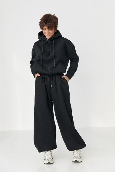 Спортивний костюм оверсайз із плюшевим начосом - чорний цвет, L/XL (є розміри) | Зображення 4