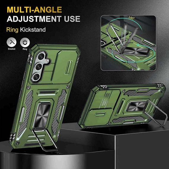 Ударостійкий чохол Camshield Army Ring для Samsung Galaxy S24 FE Оливковий / Army Green | Зображення 2