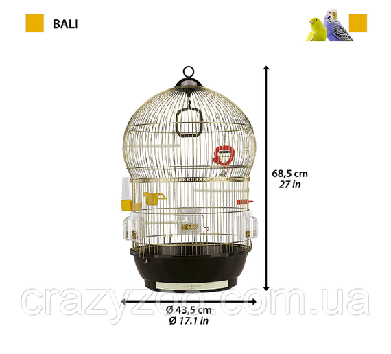 Клетка для канареек и маленьких птиц Ferplast Antique Brass Bali Ø43.5х68.5 см 51018802 | Зображення 1