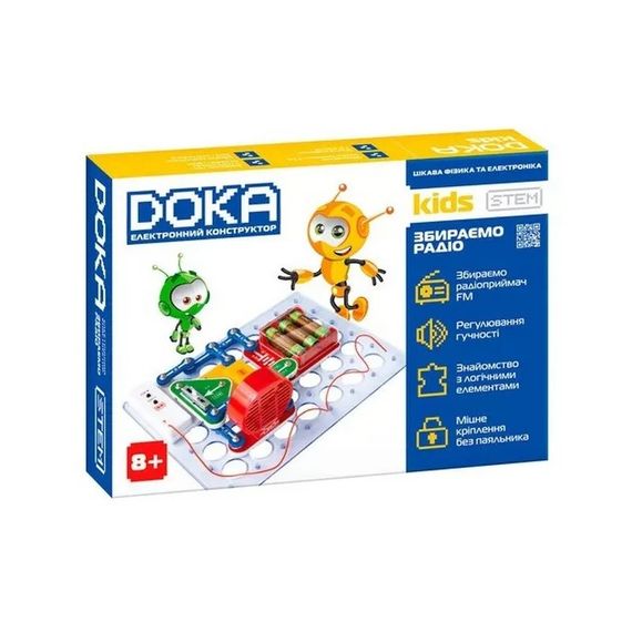 Конструктор електронний "ЗБИРАЄМО РАДІО" DOKA D70703 музика та світло