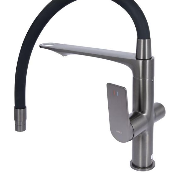 Змішувач для кухні Qtap Vlasta New з гнучким виливом з підключенням для питної води QTVLA364GMB45649 Gunmetal Black PVD | Зображення 3