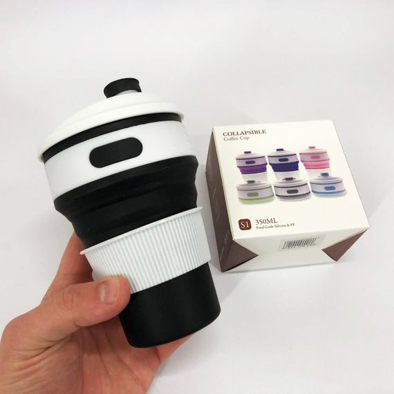 Кухоль туристичний (складний/силіконовий), складний термокухоль, складаний кухоль для кави. Колір: чорний | Зображення 1