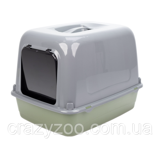 Закритий туалет для котів Ferplast Clear Cat 10 фісташково-сірий 47x36x35 см 72064099