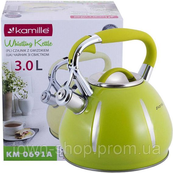 Чайник Kamille Marshmallow 3л из нержавеющей стали со свистком, зеленый KM-0691A-GR | Зображення 5