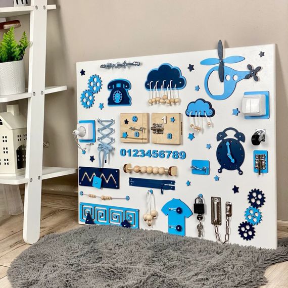 Развивающая игрушка Бизиборд по методике Монтессори TG270035370, 80х60 см, Синий | Зображення 2