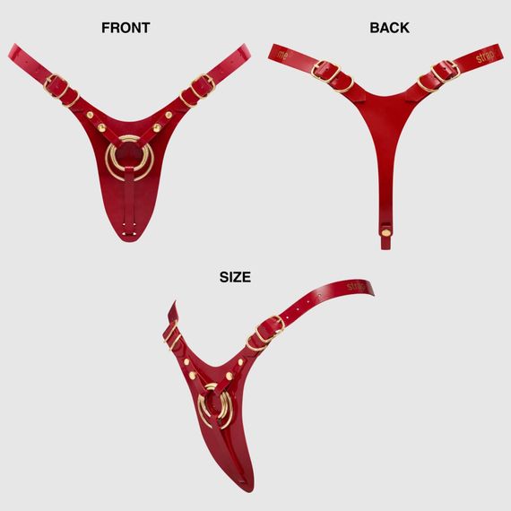 Трусики для страпона Strap-On-Me Leatherette Harness Fabulous - One Size - Red Glossy | Зображення 5