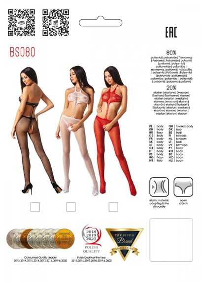 Бодистокинг с вырезом Passion BS080 Черный S/M/L | Зображення 5