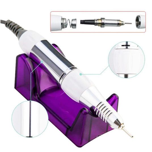 Фрезер для манікюру Nail Drill Pro ZS-602 65 Вт 45 000 оборотів з педаллю та насадками Білий | Зображення 6