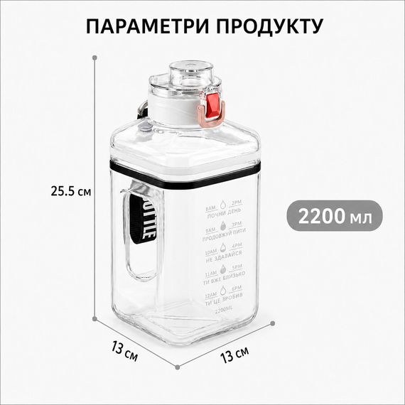 Спортивна біла фляга з BPA-free матеріалу (2.2 л) — зручне рішення для щоденного зволоження | Зображення 3