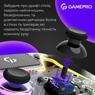 Геймпад GamePro GPS13T BT 5.3/USB/PC/iOS/Android/PS3/PS4 RGB Transparent (GPS13T) | Зображення 9