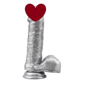 Фалоімітатор з мошонкою на присосці Chisa Dark Muscle, сріблястий Sex Aura