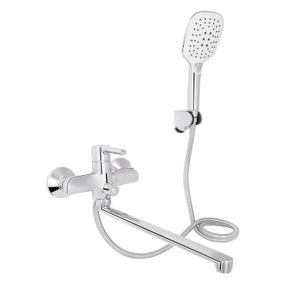 Смеситель для ванны Qtap Grand с поворотным изливом (c душевым гарнитуром) QTGRACRM005 Chrome