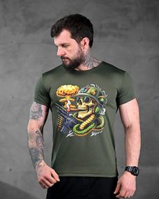 Тактическая потоотводящая футболка кобра олива ПП7598