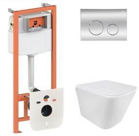 Набір Qtap Nest 4 в 1 підвісний унітаз Tern Ultra Quiet 490x365x325 + комплект інсталяції QT1733052EUQW45158