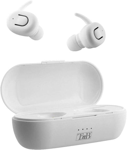 Бездротові вакуумні навушники T’nB Dude з Bluetooth 5.0, зарядним кейсом на 25 годин, ергономічний дизайн, білі