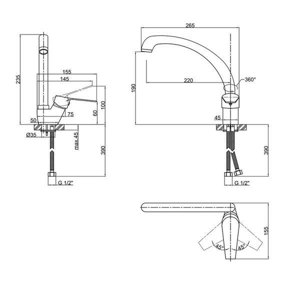 Змішувач для кухні Lidz (BLA) -14 43 008F-3 | Зображення 1