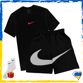 Комплект шорти Nike Big Swoosh та футболка Nike. Комплект Найк Біг Свуш Чорний, XS/S