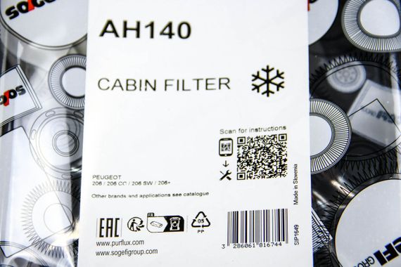 Фільтр салону Peugeot 206/207 1.0-2.0 98-, PURFLUX (AH140) | Зображення 2