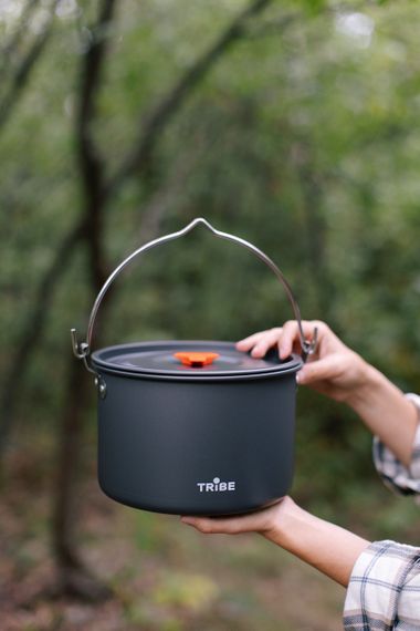 Казанок туристичний Tribe Pot 4л Alu алюмінієвий великий, Похідний легкий казан трайб, Казанок для кемпінгу і походу | Зображення 6