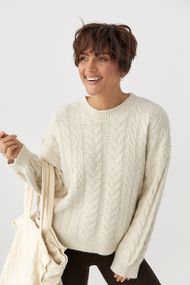 Вовняний джемпер вільного крою - молочний цвет, ONE SIZE (є розміри)