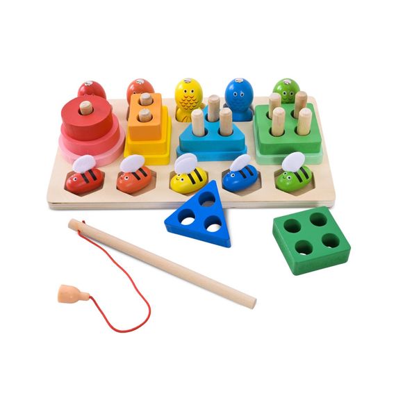 Дитяча дерев’яна іграшка "Пірамідка-сортер" C9417 рибалка, вкладиші | Зображення 1