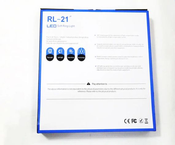 Мощная кольцевая LED лампа 54см 220V 3 крепл.тел. + пульт + чехол БЕЗ ШТАТИВА Leo Soft Ring Light  RL-21 Черный (RL-21_1746) | Зображення 7