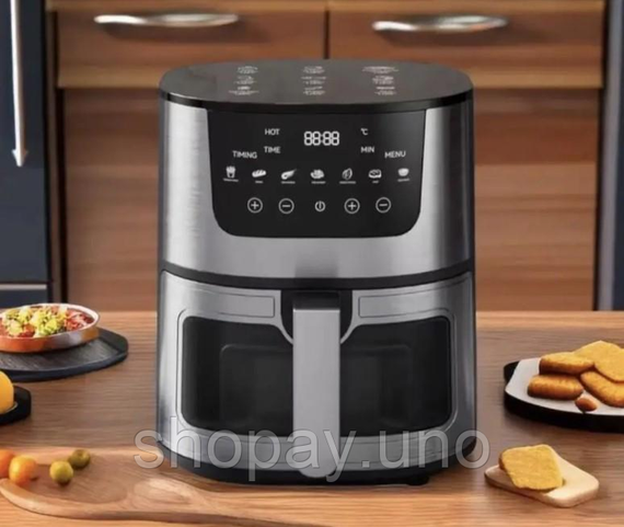 Аэрогриль Rainberg RB 2268 4200W аэрофритюрница безмасляная для приготовления без масла с регулировкой температуры 8 л | Зображення 1