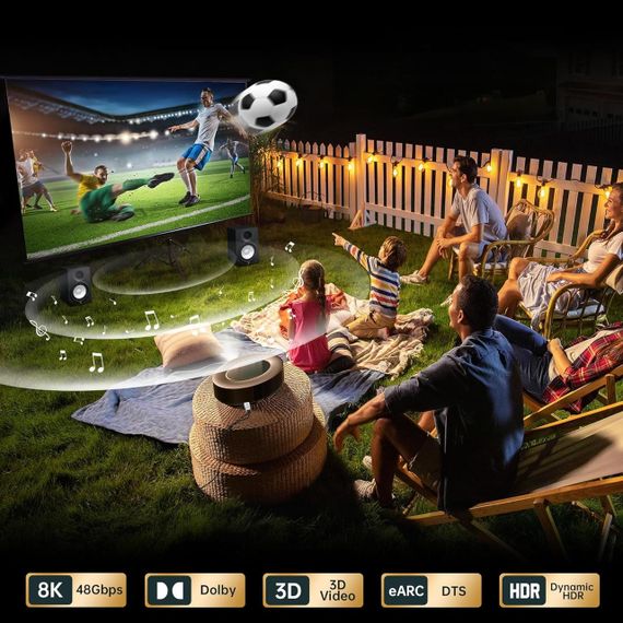 Оптический кабель 8K HDMI 10м, HDMI 2.1, 48Gbps, 8K@60Hz, 4K@120Hz, HDR, eARC, Dolby PS5 Xbox ПК ТВ проектор | Зображення 4