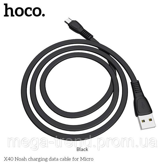 Кабель Hoco Micro USB TPE Flat Noah X40 |1m, 2.4A| | Зображення 3