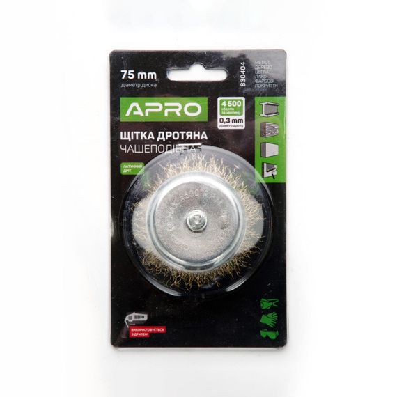 Щітка чаша латуновий дріт 75 мм (дриль) APRO 8304041 | Зображення 1