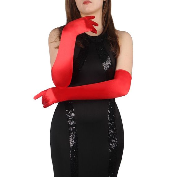 Довгі рукавички Star Night вище ліктя, червоні, 55 см sexstyle | Зображення 1