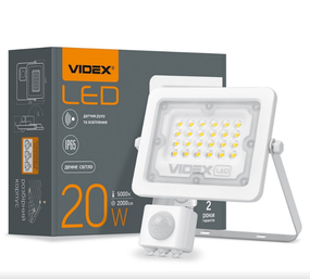 LED-прожектор 20W 5000К 220V з датчиком руху та освітлення VL-F2e205W-S Videx