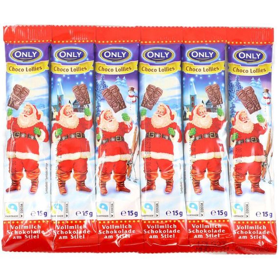 Шоколад на паличці 90 г (6 шт. по 15 г) у фігурку Санти ONLY Choco