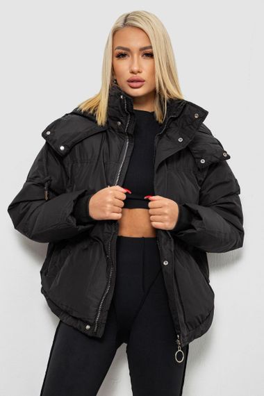Куртка женская зимняя короткая, цвет черный, 244R983 | Зображення 2