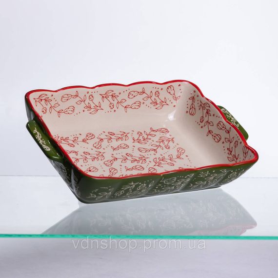Форма для випікання Vintage 28×17×5 (см) прямокутна форма для випікання в духовці з ручками Зеленая HM05-10 | Зображення 3
