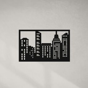 Панно декоративная картина на стену Город LED подсветка 500х315 acr-p000214