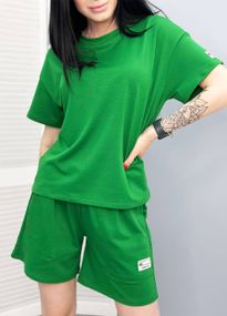 Женский летний костюм с шортами двухцветный GF07111 цвет зеленый, размер 42/44