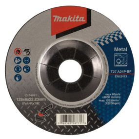 Шліфувальний диск по металу Makita A24P 125x22.23х6 мм, D-74491