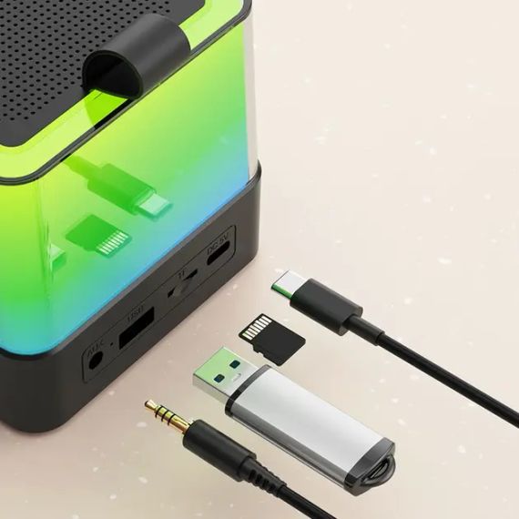 Портативна Bluetooth колонка K18 з LED підсвічуванням 2 мікрофони чорний | Зображення 3