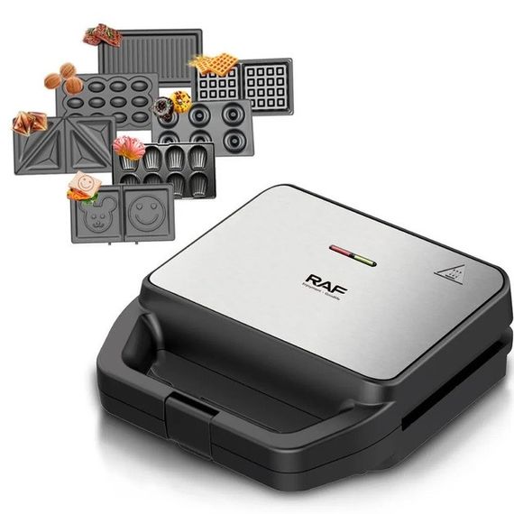 Мультимейкер RAF R.552 – 7 в 1: вафельница, гриль, сэндвичница, пончики, орешки, кексы, печенье, SI-397 800 Вт | Зображення 1
