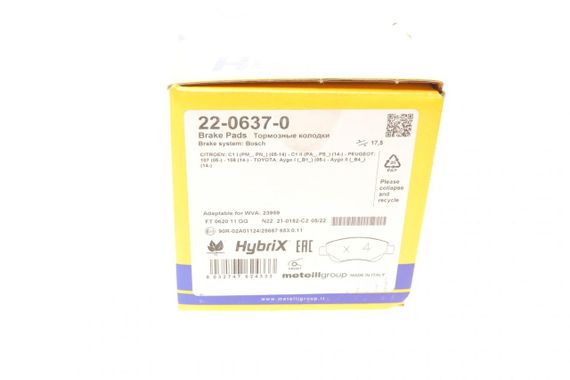 Колодки тормозные передние Citroen С1 Peugeot 107 05- 108 14- Toyota Aygo 05- 22-0637-0 | Зображення 5