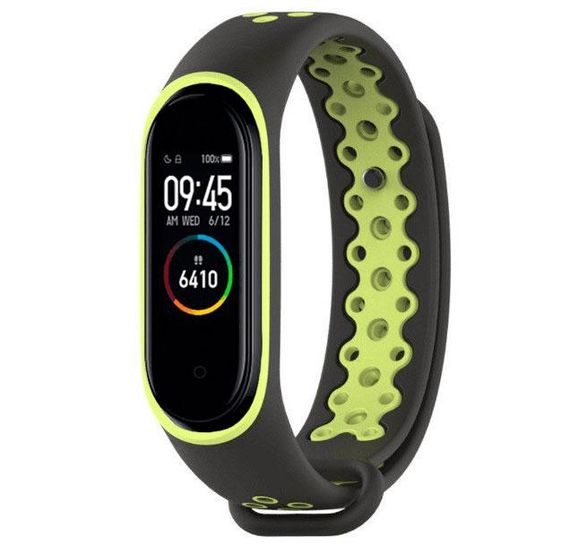 Силіконовий ремінець Primo Perfor Sport для фітнес-браслета Xiaomi Mi Band 4 - Black&Green | Зображення 1
