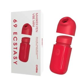 Міні вібратор Chisa 69 ECSTASY Marker Pen з вакуумною стимуляцією клітора, червоний Sex Aura