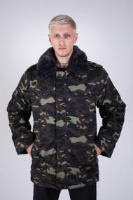 Камуфляжний бушлат Дубок, зимовий чоловічий бушлат із хутряним коміром 50 розмір 58