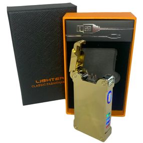 Дугова електроімпульсна запальничка із USB-зарядкою ліхтариком LIGHTER HL-437, Юсб запальничка. ZC-229 Колір: золотий